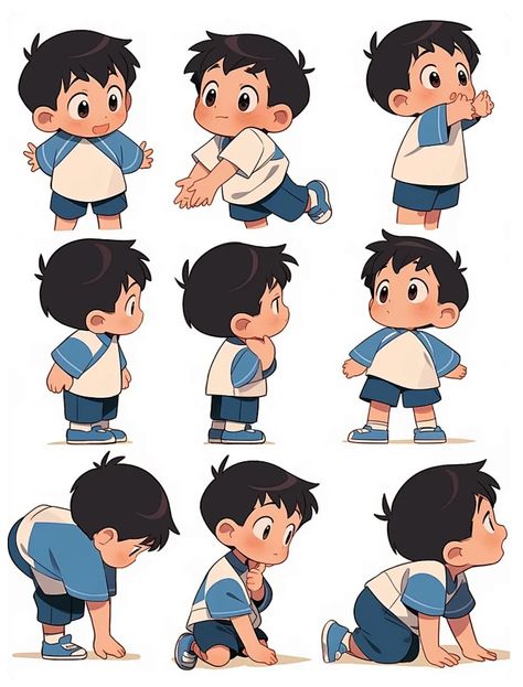 Chibi Art Style Reference Poses, Chibi Expressions, Character Expressions, Children's Book Characters, Chibi Boy, Illustration Art Kids, Chara Design, Chibi Style, Book Illustration Art