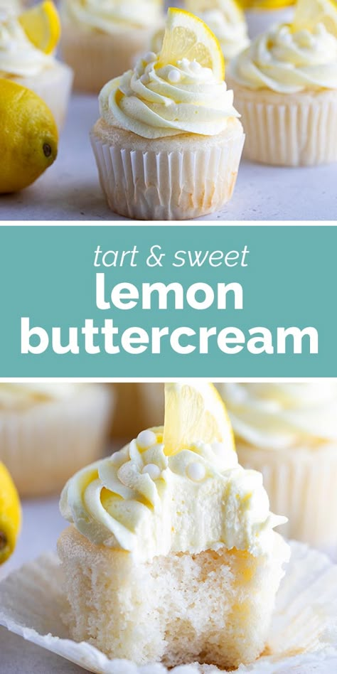 Creamy, tart, and creamy, this Lemon Buttercream Frosting is perfect for lemon lovers. It is perfect for topping cupcakes or frosting layer cake. Lemon Cake Frosting, Lemon Frosting Recipes, Lemon Icing Recipe, Lemon Buttercream Icing, Lemon Breakfast, Lemon Buttercream Frosting, Frosting Recipes Easy, Lemon Frosting, Lemon Icing