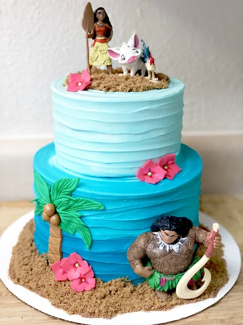 Moana Cake Moana And Maui Birthday Cake, Moana And Ariel Birthday Party, Moana Cakes Ideas, Moana Bday Cake, Moana Birthday Cake Diy, Moana Themed Birthday Cake, Easy Moana Cake, Moana Birthday Party Ideas Cake, Baby Moana Birthday Cake