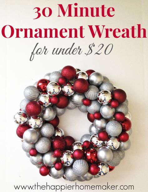 Hometalk :: How to Make an EASY Ornament Wreath Under $20 in 30 Minutes! Diy Christmas Ornament Wreath, Diy Ornament Wreath, Easy Ornaments, Christmas Wreaths Diy Easy, Diy Ornament, Diy Christmas Ornament, Christmas Ornament Wreath, Wreath Christmas, Christmas Wreaths Diy