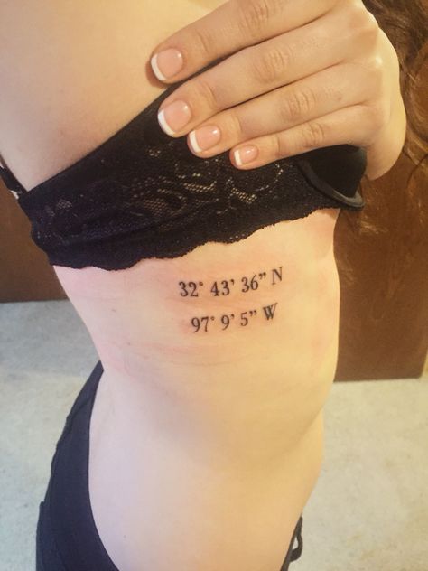 Coordinates Tattoo Ribcage, Narrow Ribcage, Tattoo Coordinates, Tattoo Ribcage, Placement Tattoo, Coordinates Art, Coordinates Tattoo, Sunflower Mandala, Ribcage Tattoo