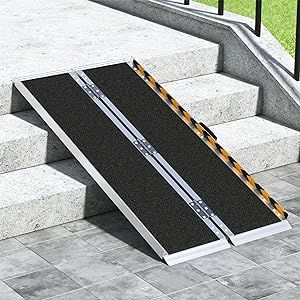 Houseables Wheelchair Ramp, Portable Ramps for Steps, 5 Ft, Aluminum, Non Slip, Foldable, Handicap Stairs Threshold, Removable Stair Entry, Wheel Chair Access for Home, Mobility Scooter, Walkers Wheelchair Ramp Diy, Stair Entry, Portable Ramps, Hand Rail, Wheelchair Ramp, Wheel Chair, Mobility Scooter, Walkers, Wheelchair