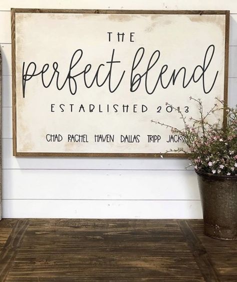 Living Room Signs Quote Farmhouse, Wedding Gift For Blended Family, Blended Family Wall Art, Blending Family Wedding Ideas, Blended Family Wedding Photos, Blended Family Signs, Wedding Blended Family, Blended Family Photos, Kitchen Blackboard