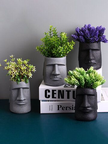 I found this amazing 1PC Abstract Human Head Flower Pots Creative Sculpture Desktop Decoration Ornament Flower Arrangement Figurines Artware with US$20.99,and 14 days return or refund guarantee protect to us. --Newchic Easter Island Heads, Easter Island Statues, Ceramic Succulent Pots, Creative Planter, Sculpture Head, Family Flowers, Face Vase, Head Statue, Head Planters