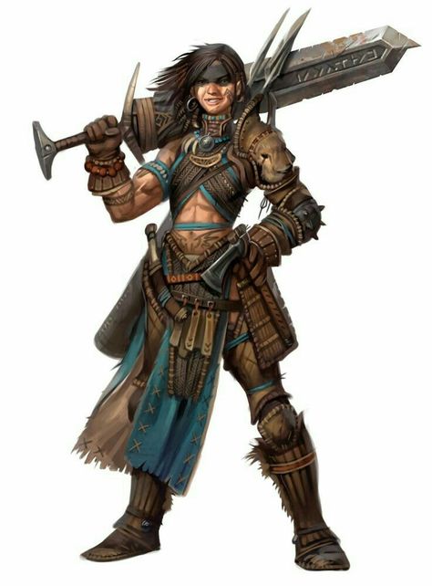 Female Bloodrager Barbarian - Pathfinder PFRPG DND D&D d20 fantasy Dark Sun, Pathfinder Character, Pathfinder Rpg, Style Reference, Dungeons And Dragons Characters, Fantasy Warrior, Fantasy Rpg, Medieval Fantasy, A Character