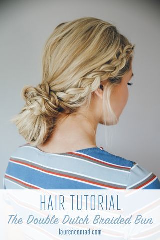 Hair How-To: The Double Dutch Braid Bun Bouffant Bun, Dutch Braid Bun, Double Dutch Braid, Braid Bun, Braided Hairdo, Double Dutch, Barefoot Blonde, Christmas Hairstyles, Hair Bob