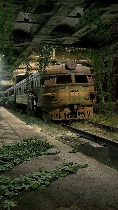 Apocalypse Aesthetic, Abandoned Train, 판타지 아트, Abandoned Buildings, Abandoned Houses, Post Apocalyptic, Nature Aesthetic, End Of The World, Pretty Places