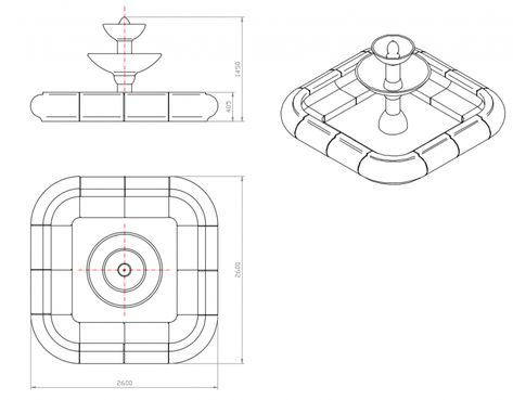 Fountain Architecture Drawing, Fountain Design Modern, Fountain Sketch, Fountain Drawing, Fountain Architecture, Croquis Architecture, Side Elevation, Drawing Details, Modern Fountain