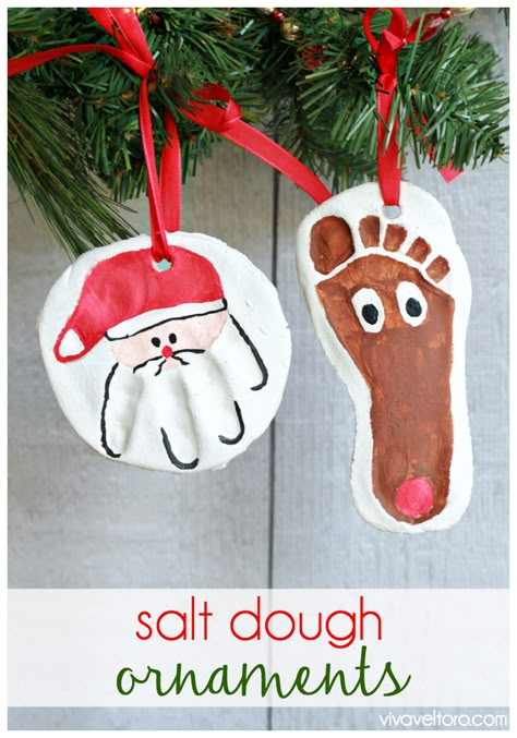 How to make salt dough ornaments - they're so easy and fun for kids! Salt Dough Ornaments, Dough Ornaments, Food Ornaments, Homemade Ornaments, Salt Dough, Christmas Ornaments Homemade, Noel Christmas, Christmas Crafts For Kids, Baby Crafts