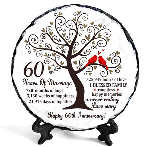 PRICES MAY VARY. Elegant 60th Anniversary Gift: Celebrate 60 years of love with this beautifully designed slate plaque. Ideal for 60th wedding anniversary gifts for parents and couples, marking a milestone of lifelong commitment. Heartfelt and Inspirational Design: Featuring a touching message and artistic design, this plaque commemorates 60 years of marriage with style. A beautiful addition to any home decor. High-Quality Craftsmanship: Made from premium slate, this plaque is durable and built 60 Anniversary Decorations, 60 Anniversary, 60th Wedding Anniversary Gifts, Happy 60th Anniversary, 65th Wedding Anniversary, 60th Anniversary Gifts, 60th Wedding Anniversary, Diamond Wedding Anniversary, Gifts For Parents