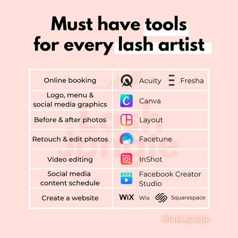 Must have apps for every lash artist Grow Your Eyelashes, Lash Room Ideas, Eyelash Studio, Eyelash Extensions Salons, Lash Lounge, Beauty Room Salon, Eyelash Extension Training, Lashes Tutorial, Extension Training