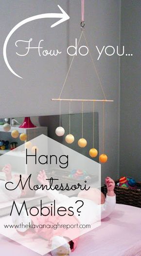 How do you Hang Your Montessori Mobiles? Easy, practical tips for hanging mobiles for Montessori babies. Montessori Baby Activities, Montessori Infant Room, Montessori Mobile, Montessori Parenting, Infant Classroom, Baby Montessori, Montessori Diy, Montessori Room, Montessori Baby Toys