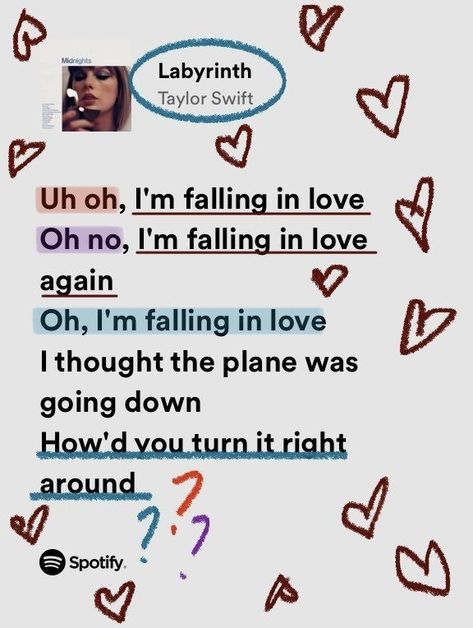 Taylor Swift Love Songs, Spotify Lyrics Aesthetic, Taylor Swift Midnights, Taylor Swift Song Lyrics, Taylor Lyrics, Im Falling In Love, Song Lyric Quotes, Taylor Swift Posters, Spotify Lyrics