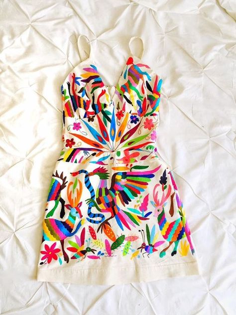 Otomi Dress, Mexican Embroidery Dress, San Ysidro, Mexican Fashion, Indigenous Women, Funky Dresses, Mexican Embroidery, Dress Name, Mexican Style