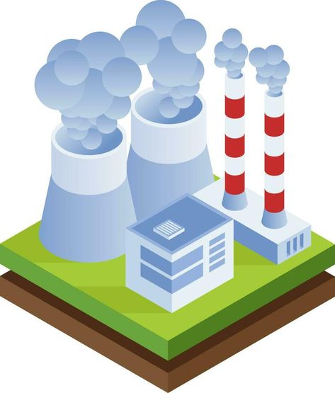 Thermal power plant Power Plant Drawing, Thermal Power Plant, Plant Icon, Vector Nature, Thermal Energy, Plant Pictures, Plant Illustration, All About Plants, Power Plant