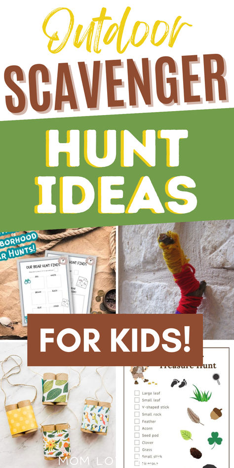 Collage of outdoor scavenger hunt ideas for kids. Summer Scavenger Hunt For Kids, Summer Nature Activities For Kids, Spring Nature Activities For Kids, Toddler Scavenger Hunt Outdoor, Summer Scavenger Hunt Ideas For Kids, Hiking Activities For Kids, Diy Scavenger Hunt For Kids, Outside Scavenger Hunt For Kids, Outdoor Kindergarten Activities