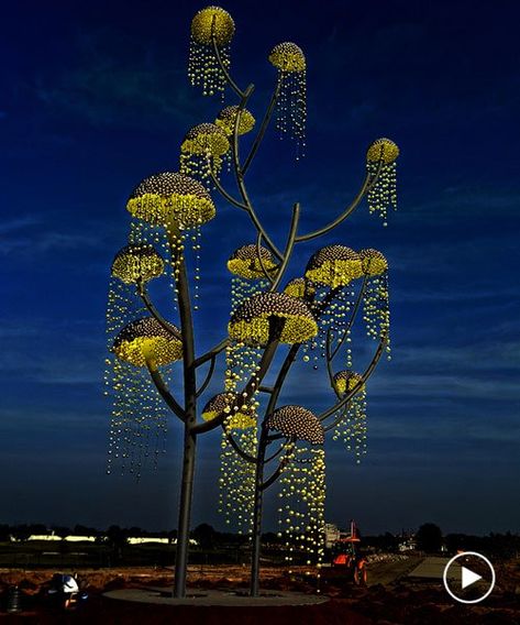 Maxim Zhestkov, Modern Outdoor Lamp, Casa Dos Hobbits, Airport Singapore, Huge Tree, Conceptual Image, Outdoor Lighting Design, Instalation Art, Changi Airport