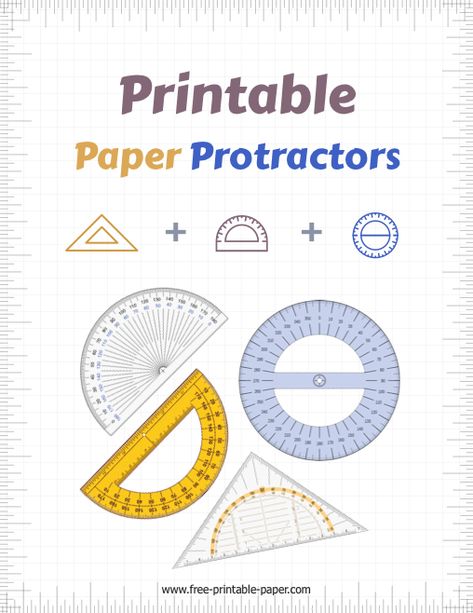 A diverse set of printable protractors that you can choose from to finish your tasks faster. Printable Protractor Free, Protractor Printable, Circle Geometry, Types Of Angles, Graph Paper Drawings, Free Printable Worksheets, Paper Drawing, Measurement Tools, Graph Paper