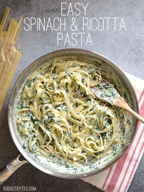 Ricotta Pasta Recipes, Spinach Ricotta Pasta, Budget Bytes, Spinach Ricotta, Ricotta Pasta, Idee Pasto Sano, Meatless Meals, Pasta Recipe, Budget Meals