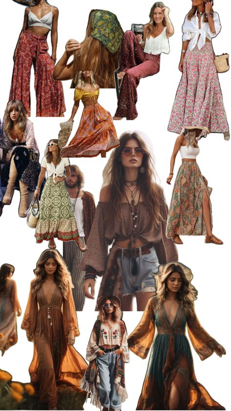 60s Bohemian Fashion, Age Of Aquarius Outfit, Fleetwood Mac Concert Outfit Ideas, 70s Hippy Fashion, Bohemian Outfits Women, Modern Bohemian Outfits, Gypsycore Outfits, Fleetwood Mac Concert Outfit, Cute 70s Outfits