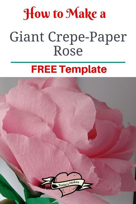 Giant DIY Crepe-Paper Rose - a great project for all those who love DIY Paper Flowers! This project takes less than 2 hours to make and the results are spectacular! Comes with a FREE Template and Step-by-step tutorial. #diypaperflower #paperflowerdiy Bookstore Display, Paper Flower Video, Crepe Paper Flowers Tutorial, Crepe Paper Flowers Diy, Giant Paper Roses, Paper Rose Template, Crepe Paper Roses, Tissue Flowers, Craft Flowers