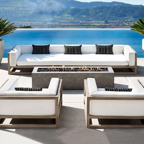 Malaysia Meciterranean Luxury Aluminum Outdoor Patio Metal Sofa Furniture Garden Set - Buy Outdoor Metal Furniture,Patio Metal Furniture Set,Aluminum Furniture Garden Product on Alibaba.com Teak Patio Furniture, Fire Pit Furniture, Teak Sofa, Modern Outdoor Furniture, Outdoor Living Room, Teak Outdoor, Design Living Room, Outdoor Fire, Outdoor Fire Pit