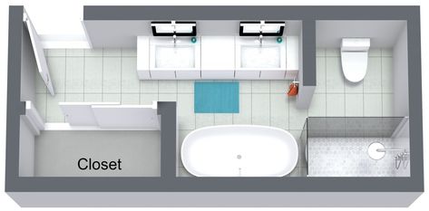 Rectangular Bathroom Layout Floor Plans, Rectangular Bathroom Layout, Jack And Jill Bathroom Layout, Bathroom Layout Ideas Floor Plans, Bathroom Floorplan, Master Bath Layout, Bathroom Layout Ideas, Create Floor Plan, Rectangular Bathroom