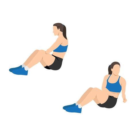 Russian Twist Exercise, Flat Vector Illustration, Russian Twist, Flat Vector, Core Workout, New Chapter, Gymnastics, White Background, Vector Illustration