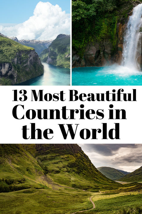 Have you ever wondered where the most beautiful countries in the world are? Here are the top 13 most spectacular countries in the world, and one of them is very close to home! Most Beautiful Country In The World, Most Breathtaking Places In The World, Beautiful Places To Travel In The World, Top Destinations In The World, Most Beautiful Places In The World, Beautiful Countries, Top Places To Travel, Amazing Places On Earth, Famous Beaches