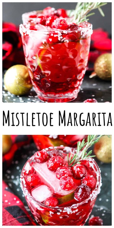 Mistletoe Margarita, Cranberry Margarita, Cranberry Drinks, Christmas Drinks Alcohol, Tequila Cocktail, Cranberry Cocktail, Sugared Cranberries, Classic Margarita, Boozy Drinks