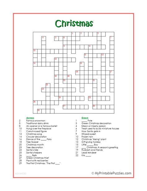 Christmas Crossword Puzzles For Adults, Christmas Crossword Free Printable, Christmas Crossword Puzzles For Kids, Christmas Crosswords, Christmas Puzzles Printables, Crossword Puzzles Printable, Christmas Entrees, Christmas Crossword Puzzles, Christmas Crossword