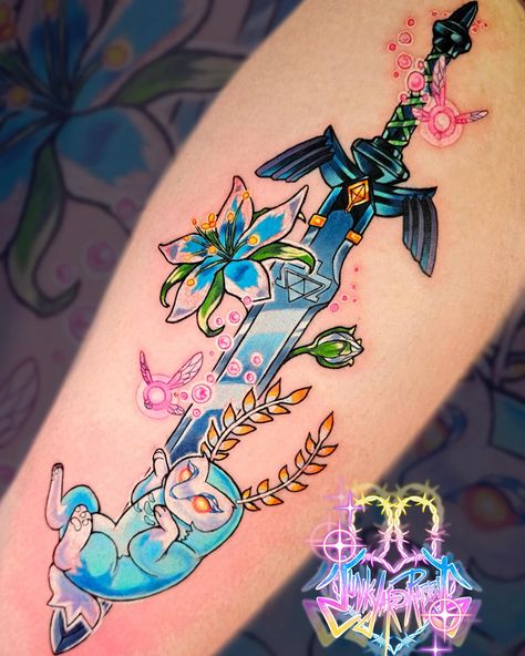 ✨Australian Anime Tattoo Artist from Maitland, NSW✨ Had the best time doing this Master Sword and Blupee on the thigh for the always wonderful @terribbakes yesterday! Thanks for always having fun sessions and ideas 💖💖 ______________________ Books always open! Booking form link can be found in the links in my bio. ————————————— Done with: 💖 @inkjecta ✨ @starbritecolors 💖 @emalla.official ✨ @metalfingers.com.au 💖 @inkeeze ✨ @inknurse - - - #zelda #mastersword #zeldatattoo #masterswordtattoo #... Mastersword Zelda Tattoo, Master Swordsman Zelda Tattoo, Zelda Tattoo Design, Anime Tattoo Artist, Legend Of Zelda Tattoo, Link Tattoo, Shin Tattoo, Zelda Tattoo, Anime Tattoo