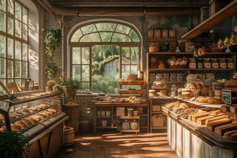 Cottage Bakery Exterior, Vintage Bakery Aesthetic, Fairy Bakery, Bakery Wallpaper, Bakery Background, Bakery Window, Cottage Bakery, Bakery Aesthetic, Cafe Exterior