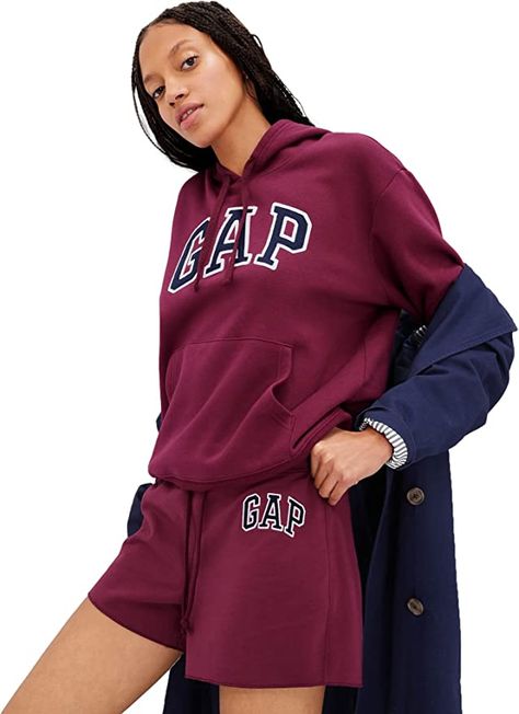 GAP Women's Logo Hoodie Hooded Pull-on Sweatshirt Gap Style, Gap Hoodie, Maroon Hoodie, Gap Logo, Hoodie Logo, Clothing Logo, Gap Women, Branded Sweatshirts, Women Pants Casual