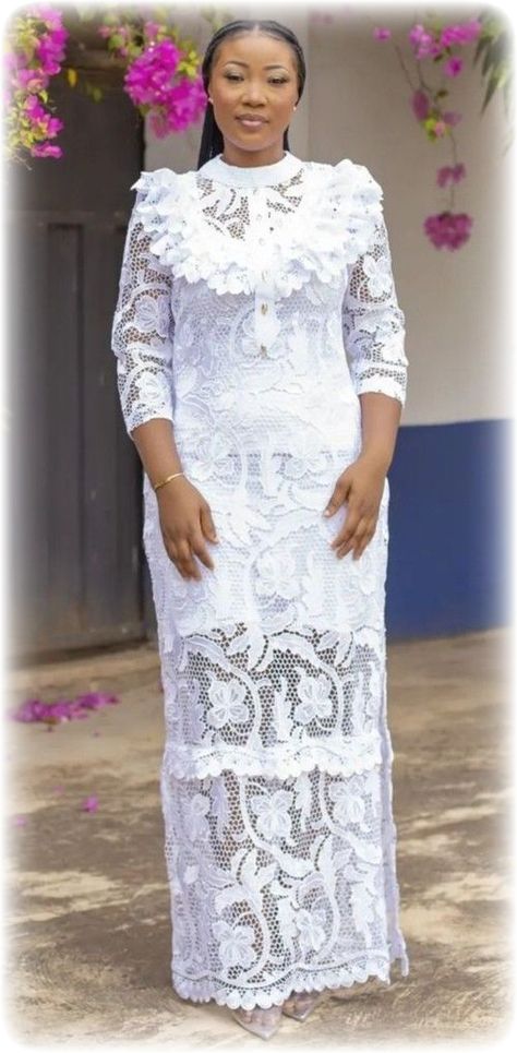 Lace Gown Styles Kaftan, White Cord Style Gown, Cord Lace Gown Style, Modest Lace Gown Styles, White Dry Lace Gown Styles Nigerian, Latest White Lace Gown Styles Aso Ebi, Latest Nigerian Lace Styles Long Gowns, White Cord Lace Gown Styles Nigerian, White Bubu Gown Styles Lace