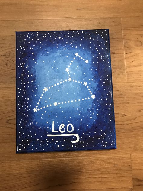 hand-painted leo zodiac sign purchase on Etsy @ShellySwayze Leo Constellation Painting, Leo Canvas Painting Ideas, Leo Vibes Only Painting, Leo Canvas Painting, Zodiac Painting Ideas On Canvas, Leo Painting Ideas, Leo Painting Zodiac, Leo Zodiac Painting, Zodiac Signs Paintings