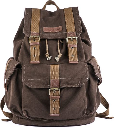 Amazon.com: Gootium 21101AMG Specially High Density Thick Canvas Backpack Rucksack, Army Green, Large : Clothing, Shoes & Jewelry Canvas Backpack Women, Vintage Backpacks, Cute Backpacks, Canvas Backpack, Cute Bags, Dream Clothes, Look Cool, Womens Backpack, Outfit Inspirationen