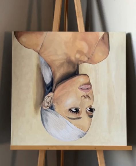 Painting Ariana Grande, Celebrity Canvas Painting, Ariana Grande Painting Canvas, Album Paintings On Canvas, Ariana Grande Painting, Album Cover Paintings On Canvas, Sweetener Album Cover, Album Cover Paintings, Unique Sketches