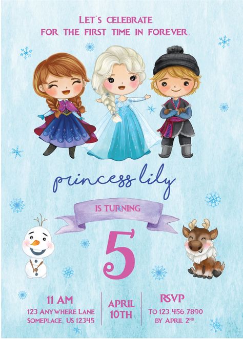 Elsa Birthday Party Invitations, Frozen Watercolor, Elsa And Anna Birthday Party, Frozen Birthday Party Invites, Elsa Birthday Party, Anna Kristoff, Frozen Invitations, Frozen Birthday Invitations, Anna Birthday