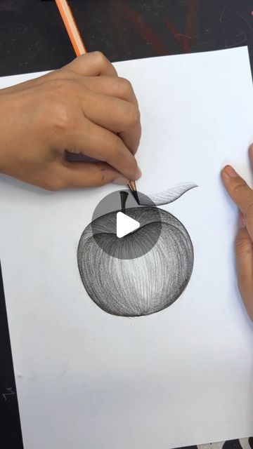 Apple Drawing With Shadow, Apple Drawing Sketch, Apple Shadow Drawing, Drawing An Apple, Pencil Shading Techniques Step By Step, How To Do Shading With Pencil, Apple Sketch Pencil, How To Draw Apple, Basic Shape Drawing