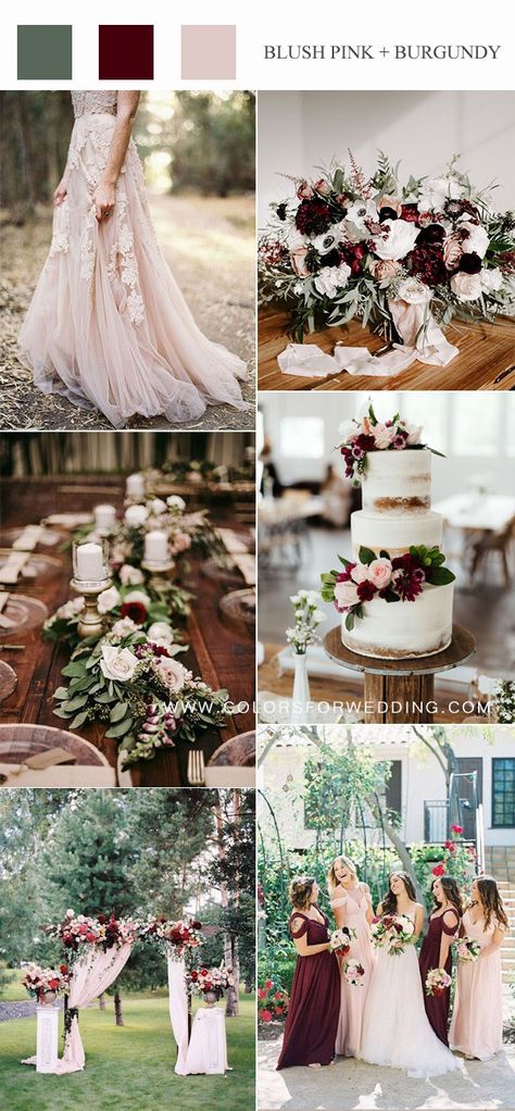 20 Blush And Burgundy Wedding Colors & Ideas 2023 Blush Pink And Burgundy Wedding, Honeymoon Room, Color Ideas Wedding, Burgundy Weddings, Pink And Burgundy Wedding, Burgundy Wedding Colors, Pink Wedding Colors, Wedding Color Palettes, Pink Weddings