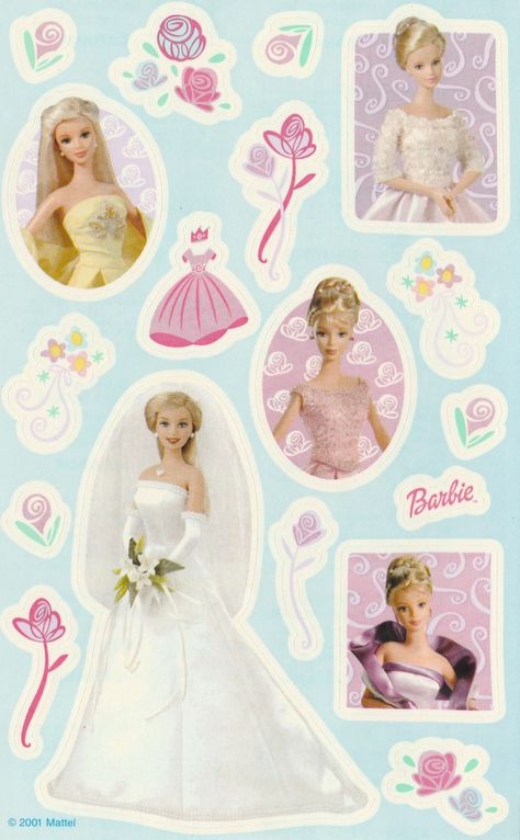 🌷🎨☀️🌈 — madillastickerscans: Vintage/Early 2000′s... Early 2000s Toys, Childhood Aesthetic, Barbie Bridal, Barbie 2000, Barbie Images, Scrapbook Stickers Printable, Vintage Paper Dolls, Barbie I, Barbie Dream House