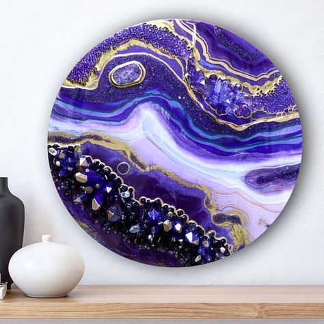 Resin Paintings, Resin Works, Resin Art Canvas, Minerals Art, Purple Geode, Agate Art, Epoxy Art, Geode Art, Love Sparkle