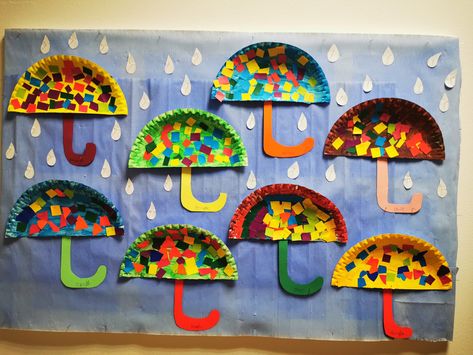 Preschool Umbrella Crafts, Umbrella Rain Craft Preschool, Umbrella Crafts Preschool, Umbrella Art Preschool, Easy Umbrella Crafts For Kids, Easy Umbrella Craft, Umbrella Art And Craft, Umbrella Crafts For Toddlers, Rain Kids Crafts