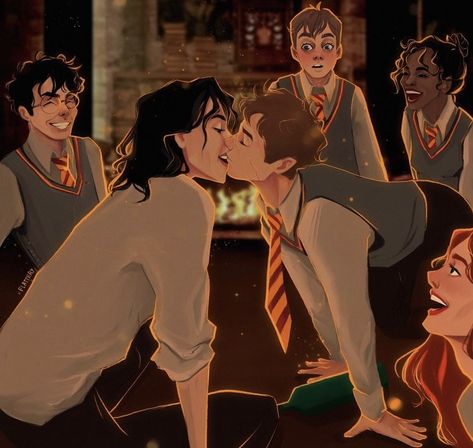 Marauders Profile Picture, Sirius X Remus Fan Art, Lgbtq Fanart, Hogwarts Friends, Remus Lupin Fan Art, Sirius X, Hp Characters, Wolf Star, Remus And Sirius