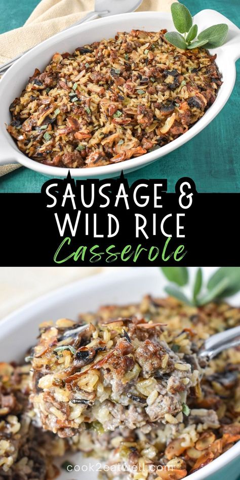 Satisfy your hunger with our hearty sausage and wild rice casserole recipe! A comforting dish that's perfect for family dinners. Dinners With Wild Rice, Meals With Wild Rice, Wild Rice And Beef Recipes, Wild Rice Dinner Recipes, Wild Rice Sausage Casserole, Hamburger Wild Rice Casserole, Wild Rice Casserole Recipes, Wild Rice Recipes Side Dishes, Sausage Wild Rice