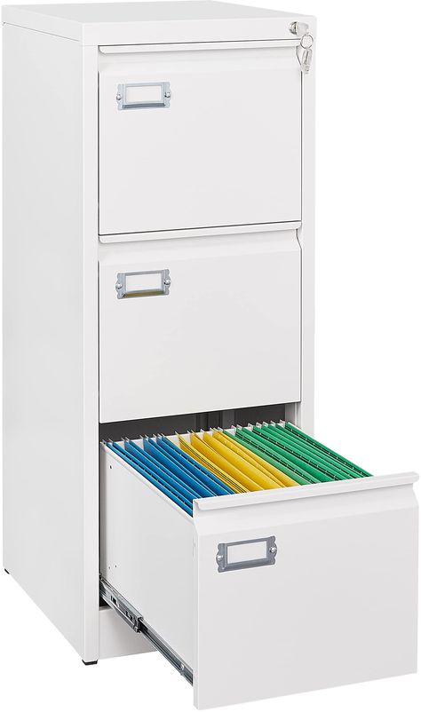 PRICES MAY VARY. SUITABLE FOR HOME OFFICE & PERSONAL USE - This metal filing cabinet does not need to take up too much space. You can put it in the office or your home to use it. You can also use it as a personal belongings storage cabinet to store your various letters and documents, etc. LOCKABLE 3 DRAWERS FILE CABINET - All the file drawers can be locked by one lock, It is very convenient to control the whole filing cabinet with one key. A STURDY ADN DURABLE FILE CABINET - The whole cabinet is File Cabinet Storage, Office File Cabinet, 3 Drawer File Cabinet, Top Of Cabinets, Rolling File Cabinet, Filing Cabinet Storage, Office File Cabinets, Hanging Folders, Office Files