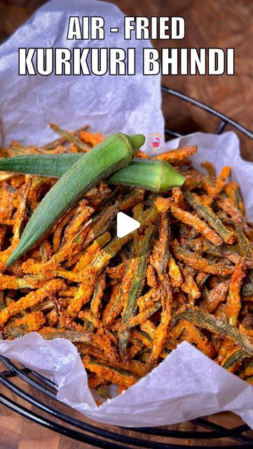 Veg Airfryer Recipes, Crispy Bhindi Fry, Airfryer Indian Recipes, Fried Okra Recipe Easy, Ladyfingers Recipe Indian, Indian Air Fryer Recipes, Kurkuri Bhindi Recipe, Air Fryer Veg Recipes, Bhindi Fry Recipe