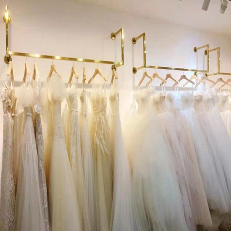 Bridal Shop Boutique Store Garment Stainless Steel Wall Mounted Women Clothes Stand Wedding Dress Gold Wall Clothing Racks https://m.alibaba.com/product/1600295678062/Bridal-Shop-Boutique-Store-Garment-Stainless.html?__sceneInfo={"cacheTime":"1800000","type":"appDetailShare"} Wall Clothing Rack, Clothing Boutique Decor, Bridal Shop Interior, Bridal Shop Decor, Wedding Dress Display, Bridal Shop Ideas, Boutique Interiors, Bridal Boutique Interior, Golden Wall