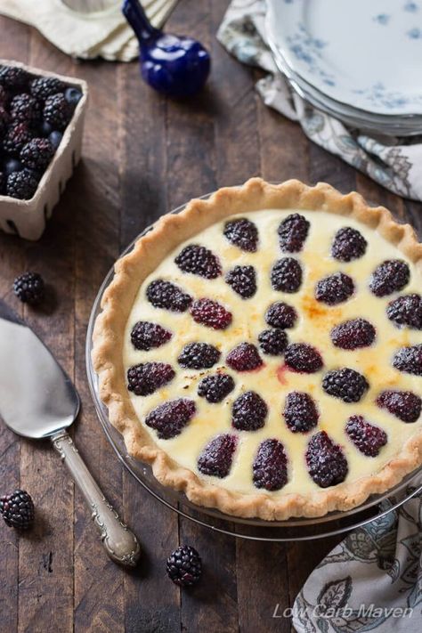 Blackberry Custard Pie (Sugar-free, Low Carb) - Low Carb Maven Blackberry Custard, Buttermilk Custard, Courtney Williams, Keto Pies, Buttermilk Pie Recipe, Ready Made Pie Crust, Keto Favorites, Gf Cake, Keto Pie